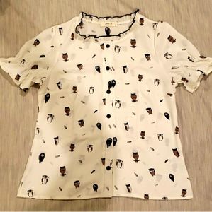 Modcloth Owl Pattern Button Down